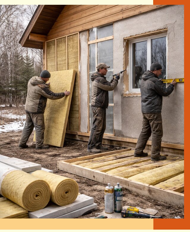 Утепление дачного дома в Устях-Илимске от 4940 руб/м2 — недорого | ТепломастерСть