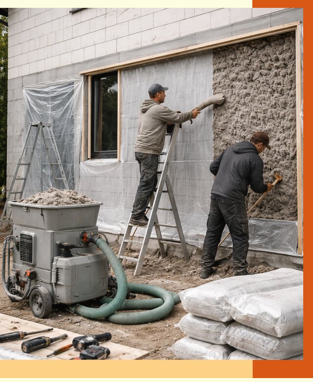 Утепление дома из газобетона эковатой в Устях-Илимске от 4680 руб./м2 | ТепломастерСть