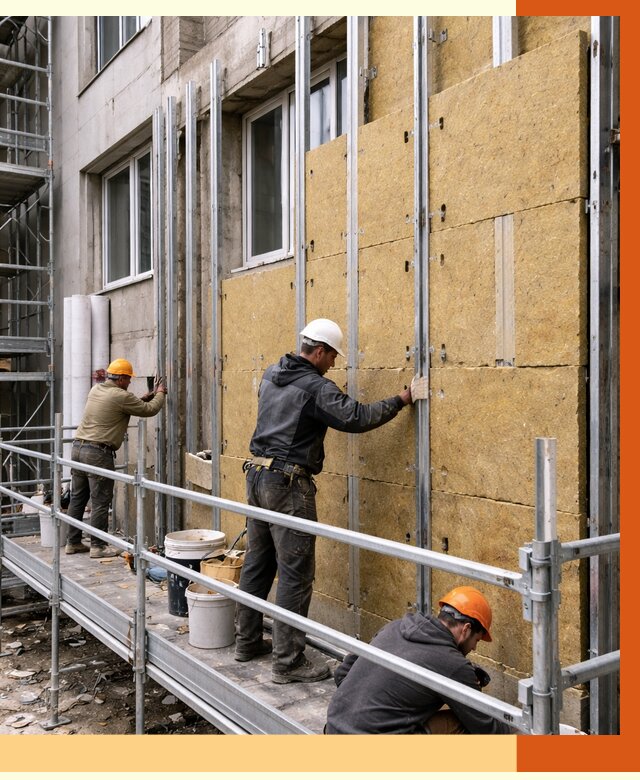 Утепление вентилируемого фасада в Устях-Илимске от 5824 руб/м2 — монтаж и утепление вентфасад | ТепломастерСть